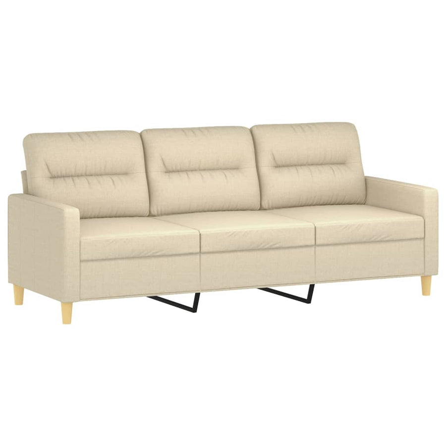 3-delige Loungeset met kussens stof crèmekleurig Crème met kussens