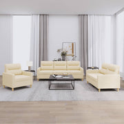 Loungeset 3-delig crèmekleurig polyester metaal