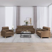 Loungeset 4-delig stof bruin met kussens