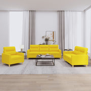 Loungeset 3-delig stof lichtgeel