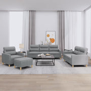 Loungeset 4-delig stof lichtgrijs