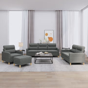Loungeset 4-delig stof donkergrijs