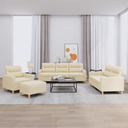 Loungeset 4-delig stof crèmekleurig