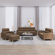Loungeset 4-delig stof bruin