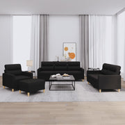 Loungeset 4-delig stof zwart