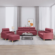Loungeset 4-delig stof wijnrood