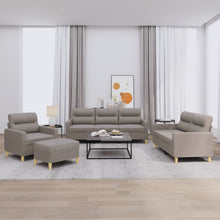 4-Delige Loungeset Met Kussens Stof Taupe met kussens en voetenbankje