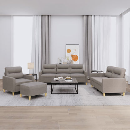 4-Delige Loungeset Met Kussens Stof Taupe met kussens en voetenbankje