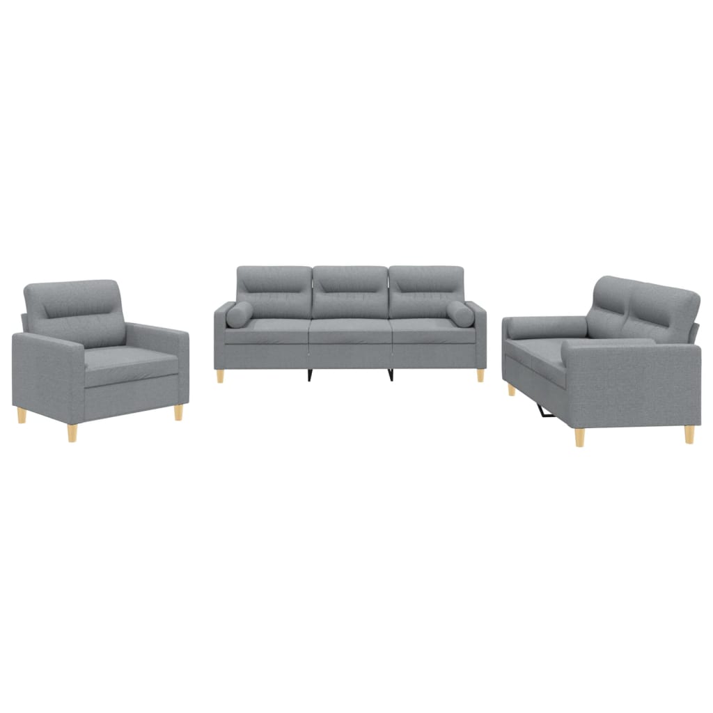 3-Delige Loungeset Stof Lichtgrijs met kussens