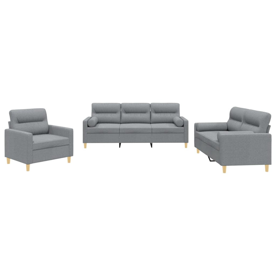 3-Delige Loungeset Stof Lichtgrijs met kussens