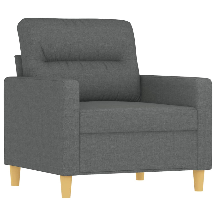 3-delige Loungeset met kussens stof donkergrijs Donkergrijs met kussens