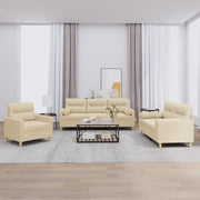 Loungeset 3-delig stof crèmekleurig
