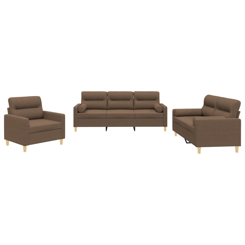 3-Delige Loungeset Stof Bruin met kussens