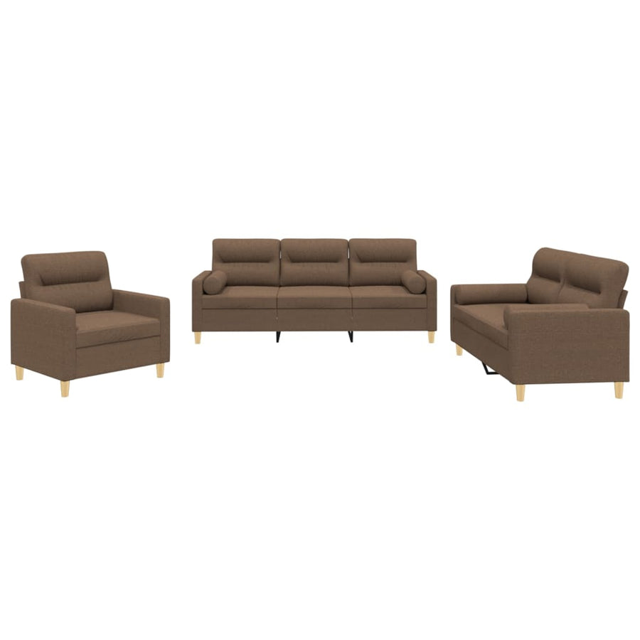 3-Delige Loungeset Stof Bruin met kussens