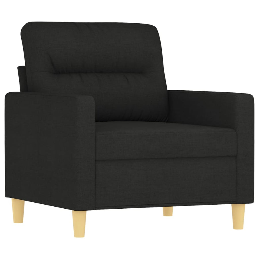 3-Delige Loungeset Stof Zwart met kussens
