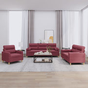 Loungeset 3-delig stof wijnrood