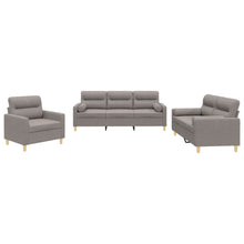 3-delige Loungeset met kussens stof taupe Taupe met kussens