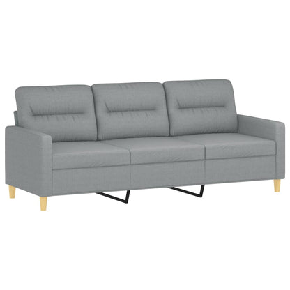 4-Delige Loungeset Met Kussens Stof Lichtgrijs met kussens en voetenbankje