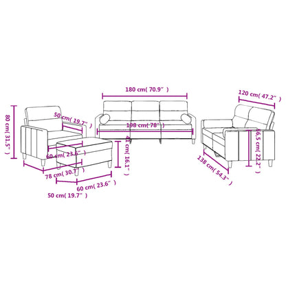 4-Delige Loungeset Met Kussens Stof Donkergrijs met kussens en voetenbankje