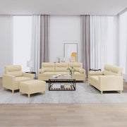 Loungeset 4-delig crèmekleurig stof