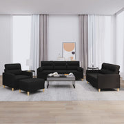 Loungeset 4-delig stof zwart