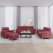 Loungeset 4-delig stof wijnrood