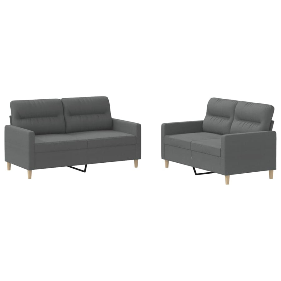 2-Delige Loungeset Stof Donkergrijs met kussens