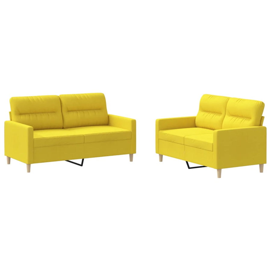 2-delige Loungeset met kussens stof lichtgeel Lichtgeel met kussens