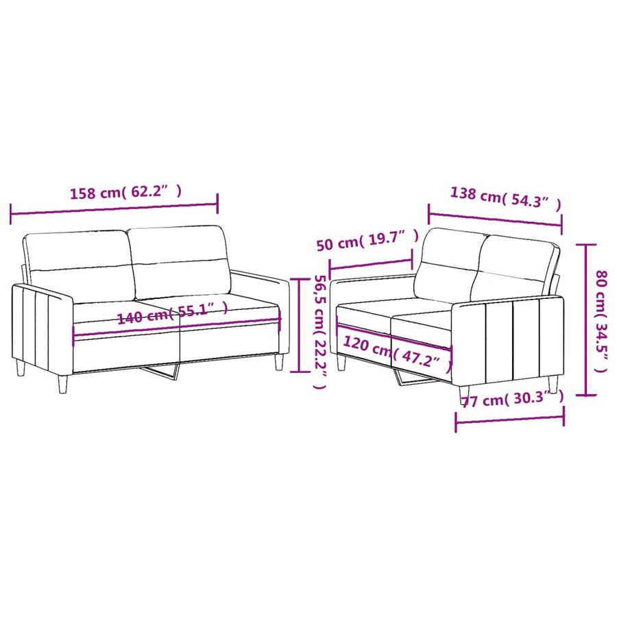 2-delige Loungeset met kussens stof lichtgeel Lichtgeel met kussens