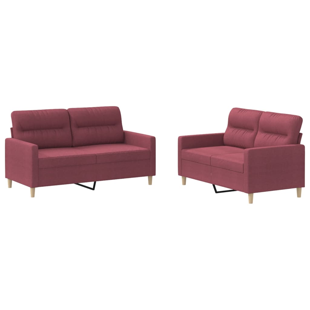 2-Delige Loungeset Stof Wijnrood