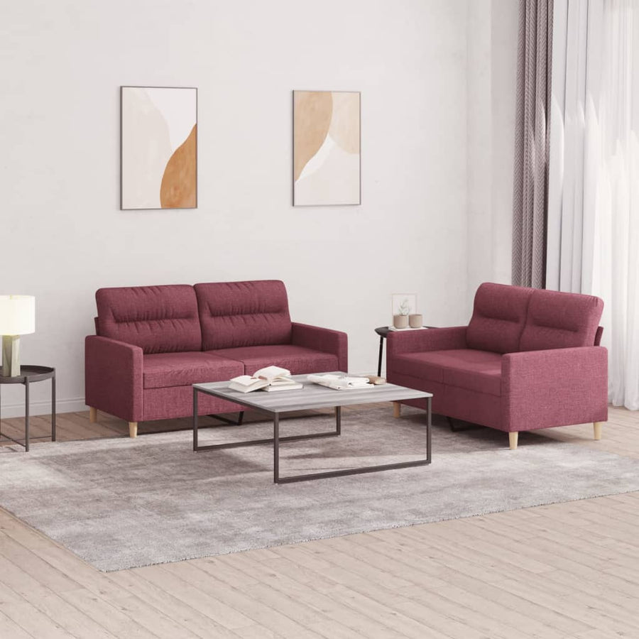 2-Delige Loungeset Stof Wijnrood