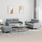 Loungeset 3-delig stof lichtgrijs