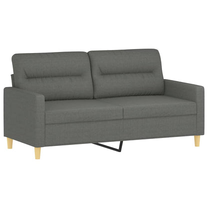 3-Delige Loungeset Met Kussens Stof Donkergrijs met kussens en voetenbankje