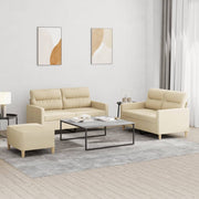 Loungeset 3-delig stof crèmekleurig