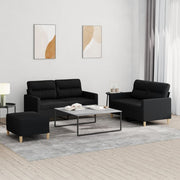 Loungeset 3-delig stof zwart