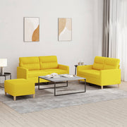 Loungeset 3-delig stof lichtgeel
