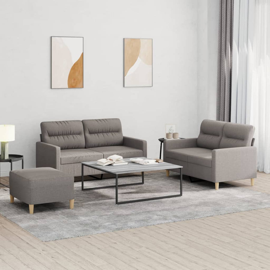 3-Delige Loungeset Met Kussens Stof Taupe