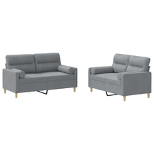 2-Delige Loungeset Stof Lichtgrijs met kussens
