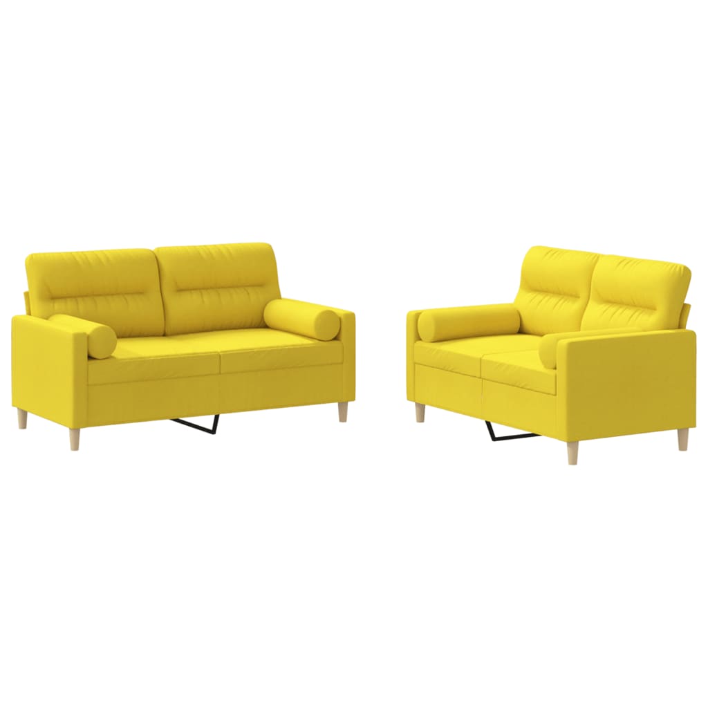 2-Delige Loungeset Stof Lichtgeel met kussens
