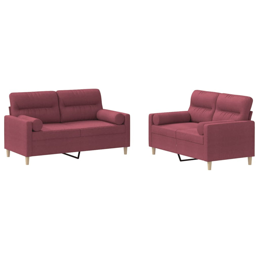 2-Delige Loungeset Stof Wijnrood