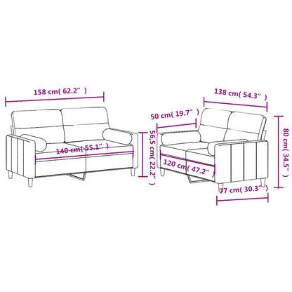 2-Delige Loungeset Stof Wijnrood