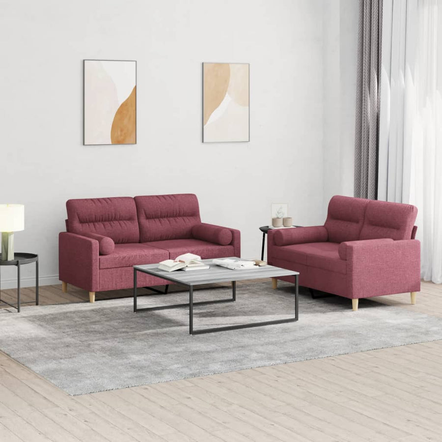 2-Delige Loungeset Stof Wijnrood