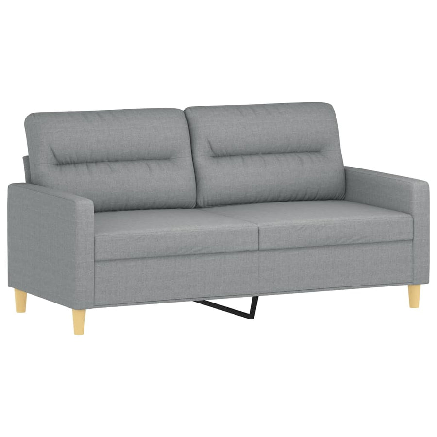 3-Delige Loungeset Met Kussens Stof Lichtgrijs met kussens en voetenbankje