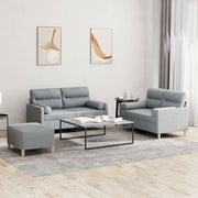 Loungeset 3-delig stof lichtgrijs