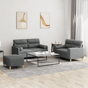 Loungeset 3-delig donkergrijs stof