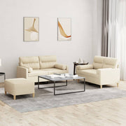 Loungeset 3-delig stof crèmekleurig