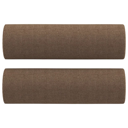 3-Delige Loungeset Met Kussens Stof Bruin met kussens en voetenbankje
