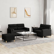 Loungeset 3-delig stof zwart