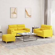 Loungeset 3-delig stof lichtgeel