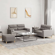 Loungeset 3-delig taupe stof met kussens